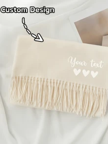 1PC Personalized Embroidered Letter Scarf, A Scarf With A Heart Pattern, Women's Winter Shawl, Women's Custom Letter Scarf, Can Be Embroidered With Initials (A-Z) And Full Name; Luxurious Winter Scarf - Multicolor - View 9