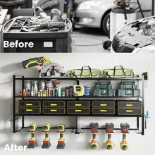 Tool Organizer Wall Mount,3 Layers Heavy Duty Metal Loads 400lbs,Power Tool Shelf Battery Storage ,Utility Racks For Garage Workshop - Black - View 5