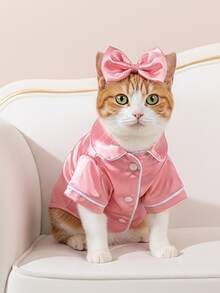 Dog & Cat Pajamas - Soft Snap-Closure Robe, Easy-To-Wear Pet Bodysuit, Light Beige Skin-Friendly Fabric Suitable For Small, Medium, And Large Dogs - Comfortable Nighttime Home Decor And Casual Wear - Multiple Sizes Available, Striped Pattern Robe, Convenient Design, Breathable And Comfortable. - 粉色 - 查看 2