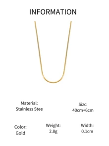 1 件女士休闲简约不锈钢项链 - 金黃色 - 查看 6