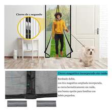 Cortina Magnética, Cortina Mosquitera Magnética para Puertas, Cortina de Puerta Antimosquitos con Sello de Cierre Automático Malla, Cortina de puerta magnética para Sala de Estar (90*210CM/100*210CM) - Negro - Ver 6
