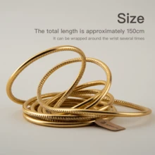 BLKSMTH Luxury Gold Multi-Layer Wrapped Soft Leather Cuff Bracelet For Women - Gold - View 3