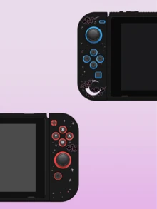 1pc Cloud & Moon Space Pattern Compatible With Switch 2/Switch NS/Switch OLED Game Console Protective Case, New 2nd Gen, Black, TPU Soft Shell, Universal Controller Protective Cover, Switch Accessories, Anti-Drop, Anti-Slip, Scratch-Resistant, Stylish, Ramadan - Multicolor - View 5