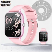 Reloj inteligente unisex con llamadas inalámbricas & alertas de mensajes, podómetro, seguimiento de calorías y distancia, modos multideporte, control de música, cámara remota, alarma, Body de PC & correa de silicona, batería de 180mAh, carga USB, reloj inteligente multifunción para smartphones, regalo de vacaciones - Multicolor - Ver 2