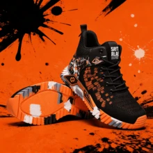 Essential For Outdoor Work- Four Seasons Style Camouflage Orange Steel Toe Safety Boots For Men Women,Lightweight Work Sneakers  Yellow Up Steel Toe High Top Boots,Anti-Smash Anti-Puncture New Safety Boots Men Fashion Men Sport Safety Boots Orange,Indestructible Construction Working Boots,Safety Protective Outdoor Security Boots Orange , Comfortable Breathable Steel Toe Work Shoes For Men,Fashionable Safety Shoes Suitable For Construction Sites Under Harsh Working Conditions, Carpenters Iogging, Car Repairs And Outdoor Workers,Fashionable Blue All-Season Shoes For Warehouse, Outdoor, Restaurant, Delivery & Training Use - 橘色 - 查看 8