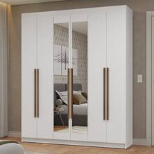 Ropero Closet Madesa Venus 6 Puertas 2 Espejos 180cm BB 04 - Blanco/Blanco/Marrón - Ver 1