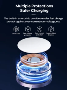 REMAX 15W Magnetic Wireless Fast Charger, 360° Auto Alignment; Multi-Protection, Suitable For All Phones; Desk/Bedside Applicable; Type-C Interface - RP-W58 - 查看 9