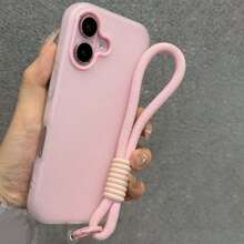 Pure Pink Jelly Pink Lanyard Frosted Mobile Phone Case - Pink - View 4
