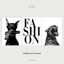 三幅无框帆布海报，现代艺术风格，以灵缇犬和豹子为主题，时尚艺术印刷品，适合卧室、客厅、厨房、走廊等墙面装饰，现代时尚家居装饰礼品，2D平面设计，是房间装饰的完美之选。