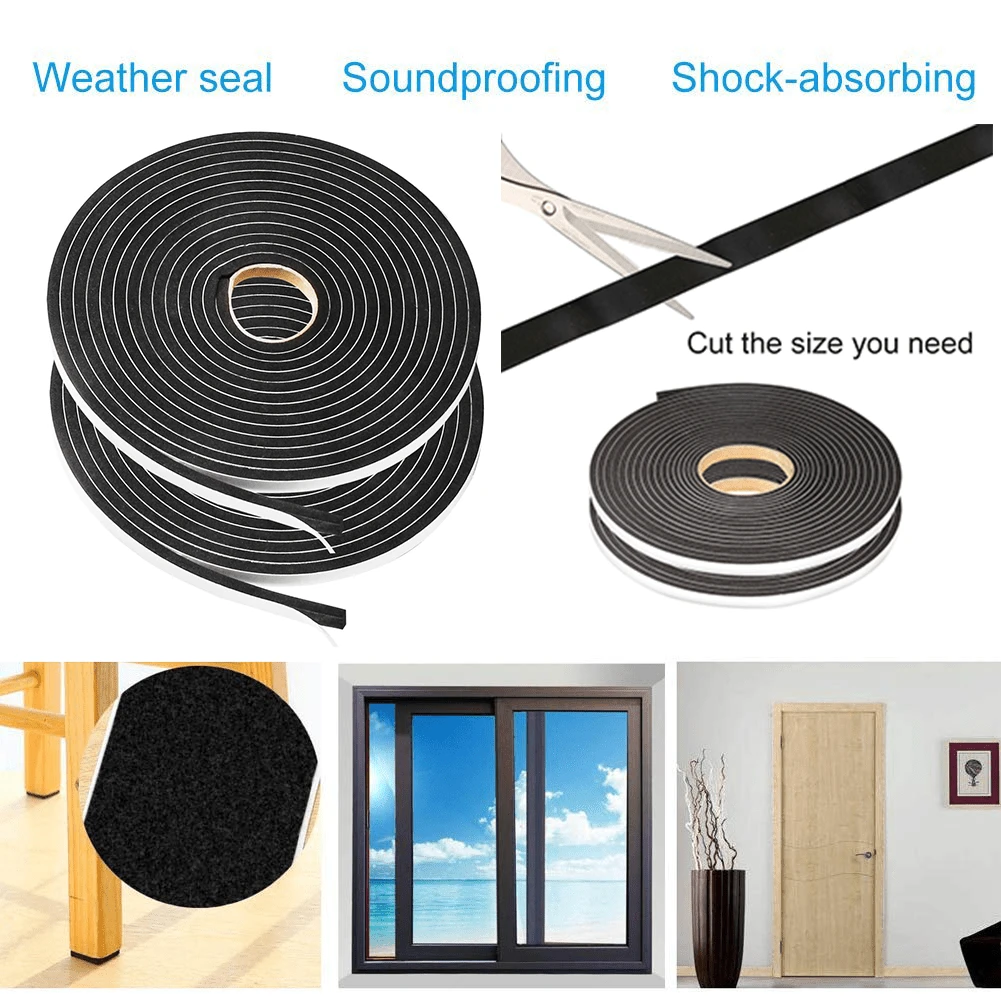 1roll/2rolls Seal Foam Tape,High Density Foam Seal Tape, 0.79/1.18/1.58 Inch W X 0.197 Inch T Weather Stripping For Door And Window,High Density Single Sided Closed Cell Door Insulation Weather Strip - Black and White - View 1