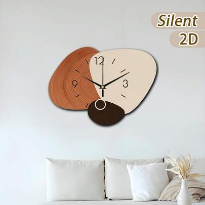 1pc Wooden Silent Non-Ticking Large Wall Clock, 2 Different Shapes - Wooden Surface And Round Design, 11.81-15.75inch, Battery Operated (Batteries Not Included), Suitable For Study, Kitchen, Office, Cafe, Christmas, New Year, Mother's Day, Father's Day, Wedding, Friends Gift And Home Decor