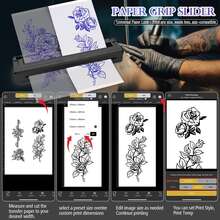 MAIBAFANG The M8 Portable Tattoo Stencil Printer Is A Specialized Tattoo Printer That Comes With 6 Sheets Of Tattoo Transfer Paper And 6 Sheets Of A4 Thermal Paper. It Is Suitable For Both Tattoo Artists And Beginners And Is Compatible With Mobile Phones, Tablets, And PCs. Ideal For Home Use. - 黑色 - 查看 6