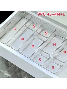 Hộp đựng đồ trong suốt 9/6/1 chiếc, hộp đựng mỹ phẩm, hộp đựng đồ dùng văn phòng và các vật dụng khác, quà tặng mùa hè cho các cô gái. - trắng - Xem 10