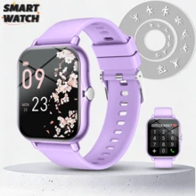 Reloj inteligente unisex con llamadas inalámbricas & alertas de mensajes, podómetro, seguimiento de calorías y distancia, modos multideporte, control de música, cámara remota, alarma, Body de PC & correa de silicona, batería de 180mAh, carga USB, reloj inteligente multifunción para smartphones, regalo de vacaciones - Multicolor - Ver 3