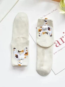 5 Pairs Cute Cat Socks With Balls - 3D Cat Egg Design, Soft Polyester, Hand Wash Only, Unisex Abstract Cat Lover Gift For Men & Women, Cute Socks, Playful Sock Design, Durable Sock Material, Cat Socks, Cat Sock With Egg, Animal Long Sock, Funny/Funky Sock(1/3/5 Pairs) - Multicolor - View 7