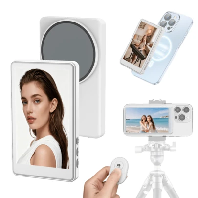 Vlog Selfie Monitor Screen Compatible With IPhone 17 Series & Android, Wireless Magnetic Built-In Speaker 1080P Phone Back Camera Monitor With Remote Control For Live Stream, Vlog Screen