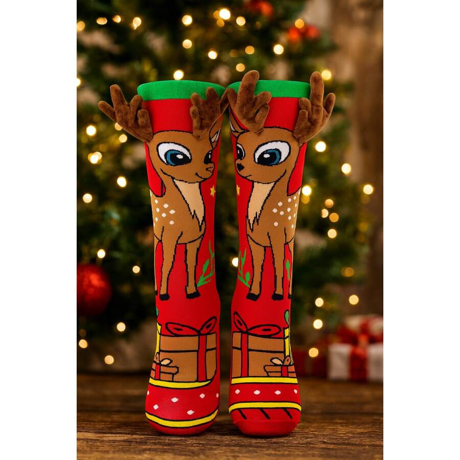 Colorful Long Socks Fun Unisex Merry Christmas 3D Spring/Autumn - Navidad 6 - Ver 1