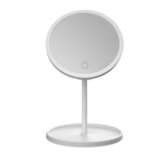 Espejo de maquillaje, espejo de maquillaje LED, espejo de maquillaje LED recargable y portátil, diseño inalámbrico, compacto y portátil, brillo ajustable, incluye una bandeja de almacenamiento para un uso cómodo en el escritorio, diseño moderno y multifuncional, adecuado para uso doméstico, imprescindible para viajar. - Blanco - Ver 12