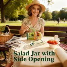 1 Pcs Salad Jar With Side Opening,Seal Salad Jars,Salad Container Vertical Layering,Suitable For Lunch, Picnic, Family Gatherings, And Outdoor Travel - 白色 - 查看 6