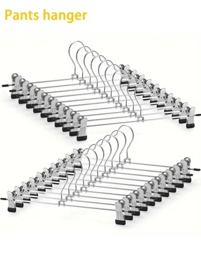 20/10 قطعة شماعة معدنية قابلة للتدوير 360 درجة قابلة للتعديل مانعة للانزلاق، شماعة جينز/شورت معدنية، رف تخزين خزانة لتوفير المساحة، مناسبة للشرفة والغرفة والسكن الجامعي، تخزين العودة إلى المدرسة