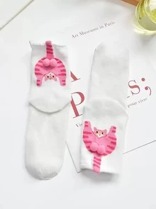 5 Pairs Cute Cat Socks With Balls - 3D Cat Egg Design, Soft Polyester, Hand Wash Only, Unisex Abstract Cat Lover Gift For Men & Women, Cute Socks, Playful Sock Design, Durable Sock Material, Cat Socks, Cat Sock With Egg, Animal Long Sock, Funny/Funky Sock(1/3/5 Pairs) - Multicolor - View 8