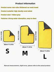 Yellow Microfiber Car Cleaning Towels - Multi-Set Options (1-10pcs), 30*30/30*60cm, Super Soft Thick Quick-Dry, Non-Shedding Rags For Auto Detailing & Household Use - Multicolor - View 7