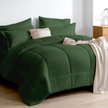 5/7pcs Luxurious Checked Pattern Comforter Set-Breathable Comforter-Ultra Soft Fluffy Fiber Filling, Warmth For All Seasons-Bed In A Bag With Comforter, Flat Sheet, Fitted Sheet, Pillowcases, And Pillowshams, Thick Comforter Set, Family Gift Set - Màu xanh đậm L17 - Xem 2