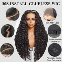 bling hair Drawstring Deep Wave 13x6 Lace Glueless Wigs Human Hair 32 Inch Wear And Go 6x4 9x6 Lace Closure Glueless Human Hair Wigs For Women Invisible Strap 13x6 13x4 Deep Wave Human Hair Lace Front Wigs Pre Plucked 13x4 13x6 Deep Wave Lace Front Human Hair Wigs Natural Black 200% Density Brazilian Deep Wave Virgin Human Hair Wigs For Women Beginner Friendly Natural Black Everyday Party Use Needed Long Black Wig Versatile Hairpiece Sleek Hairstyle Realistic Hairpiece Beauty Accessory Beginner Friendly For Sports, Vacation, Halloween, Christmas, Festivals, Proms, Outdoor, Cosplay, Campus, School, Beach, Wedding, Camping, Holiday, Summer Outfits, Charming, Elegant, Casual, Y2K Fashion, SS25 Styles, For Daily Use - Natural Black - View 7