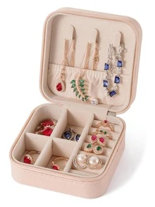 1pc Double Layer Travel Jewelry Box - Mini Portable With Mirror, Pink Organizer For Necklaces/Earrings, Travel Essential, Great Gift For Women, Christmas, New Year