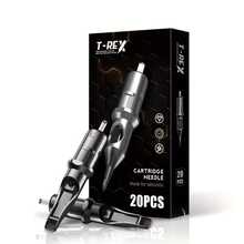 T-REX 20支/盒纹身墨盒针头，标准圆头衬线针，适用于纹身师和初学者，针尖精准，墨水容量大，亲肤设计