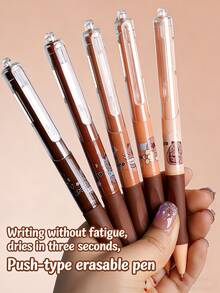 5pcs Retractable Ballpoint Pens With Creative Capybara Pattern, 0.5mm Fine Tip, Suitable For Women, Students, Office Supplies, Daily Writing And Other Occasions - Kapibala Pattern - View 1