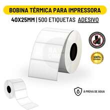 Rolo Etiqueta Adesiva 40x25mm 4x2,5cm (1 coluna) Térmica Mini Impressora 30 Metros 1.000 Etiquetas - 40x25mm - Visão 1