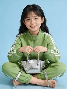 儿童迷你斜挎包，亮色鳄鱼纹口红包，女孩公主小手提包，节日礼物，金/银色，可爱小女孩款 - 均碼 - 查看 10