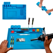 Vmingo Tapete Alfombrilla Azul Silicona Resistible Calor Almohadilla Antiestatica Reparacion Electronica Celular - Azul - Ver 1