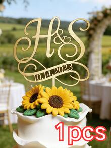 1/3/5pcs Customized Letter Cake Topper Initial And Date Cake Decoration For Wedding Engagement Party Bridal Shower Anniversary Gold Mirror Acrylic, Personalized Monogram - Multicolor - View 11