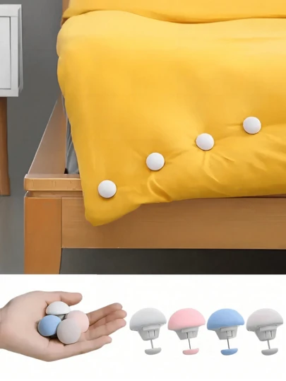 1套/1个蘑菇形被套固定夹，被套纽扣固定器，防止被子移位，便携式被套固定器，多功能，可重复使用，易于安装和拆卸，可调节被套固定夹，适用于被套、桌布、窗帘、沙发套、家居用品、家具保护、床上用品固定，开学必备