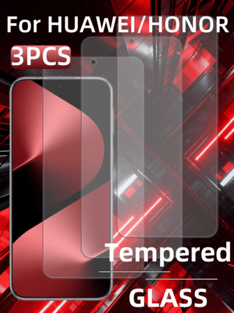 3 piezas de protector de pantalla de vidrio templado para /Honor, alta definición, alta dureza, anti-arañazos, anti-huellas dactilares, anti-aceite, anti-rotura, fácil instalación, sin bordes blancos, sin burbujas, compatible con fundas de teléfono