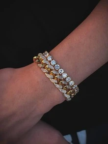 8英寸男士时尚简约网球链手链，链轻盈奢华嘻哈风格，适合日常佩戴 - 波浪手鍊 - 查看 13