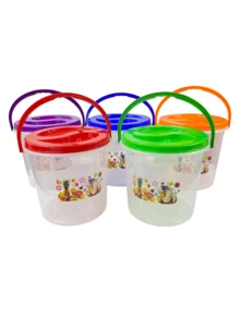 Set de 5 Botes De Plástico 10L Multicolor Transparente Con Tapa Y Asa: Almacenaje - Multicolor - Ver 7