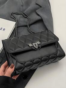 [US-Based Shipping]New High-Quality Fashionable Chic Shoulder Small Square Bag With Chain Strap Crossbody Bag, Casual PU Leather Solid Color Quilted Evening Bag, Lightweight Office Commuter Handbag & Purse, Outdoor Travel Vacation Mobile Phone Coin Wallet,Pumpkin,Autumn,Halloween,Fall,Christmas,Thanksgiving,Festival,Cyber Monday,Holiday,Gift,New Year,Snow,Winter,Warm,End-Of-Year,Party,Hand Bags For Women,Purses And Bags,Carteras Para Mujer,Handbags,Purse For Woman,Bags And Purses,Hand Bag,Women Purse,Big Purse,Cute Bags,Pink Purse,Shoulder Bags,Cartera Para Mujer Elegante - 黑色 - 查看 8