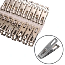 20pcs Heavy Duty Stainless Steel Clothespins - Multi-Purpose Rust-Proof Metal Clips, Suitable For Household Laundry Drying, Easy To Use - Silver - View 3