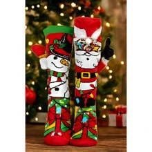 Colorful Long Socks Fun Unisex Merry Christmas 3D Spring/Autumn - Christmas 3 - View 2