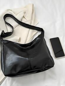 Women's Vintage Shoulder Bag, New Soft Leather Tote Bag For Fashion Casual Commute, Large Capacity Versatile High-End Niche Commuter Bag - 黑色 - 查看 7