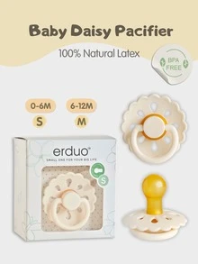 1pc Baby Flower Pacifier, Natural Soft Latex Nipple, Simulates Breastfeeding, Soothes 0-18 Months Infants, Breastfeeding Pacifier - Beige - View 12