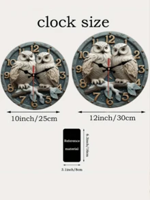 Ceas de perete silențios cu model de bufniță albă, ceas decorativ rotund din lemn, potrivit pentru sufragerie, dormitor, birou - alimentat cu baterii (AA), cadou ideal, decor creativ pentru casă