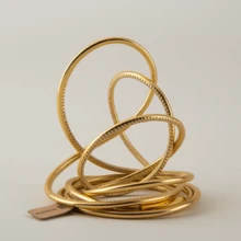 BLKSMTH Luxury Gold Multi-Layer Wrapped Soft Leather Cuff Bracelet For Women - Gold - View 5