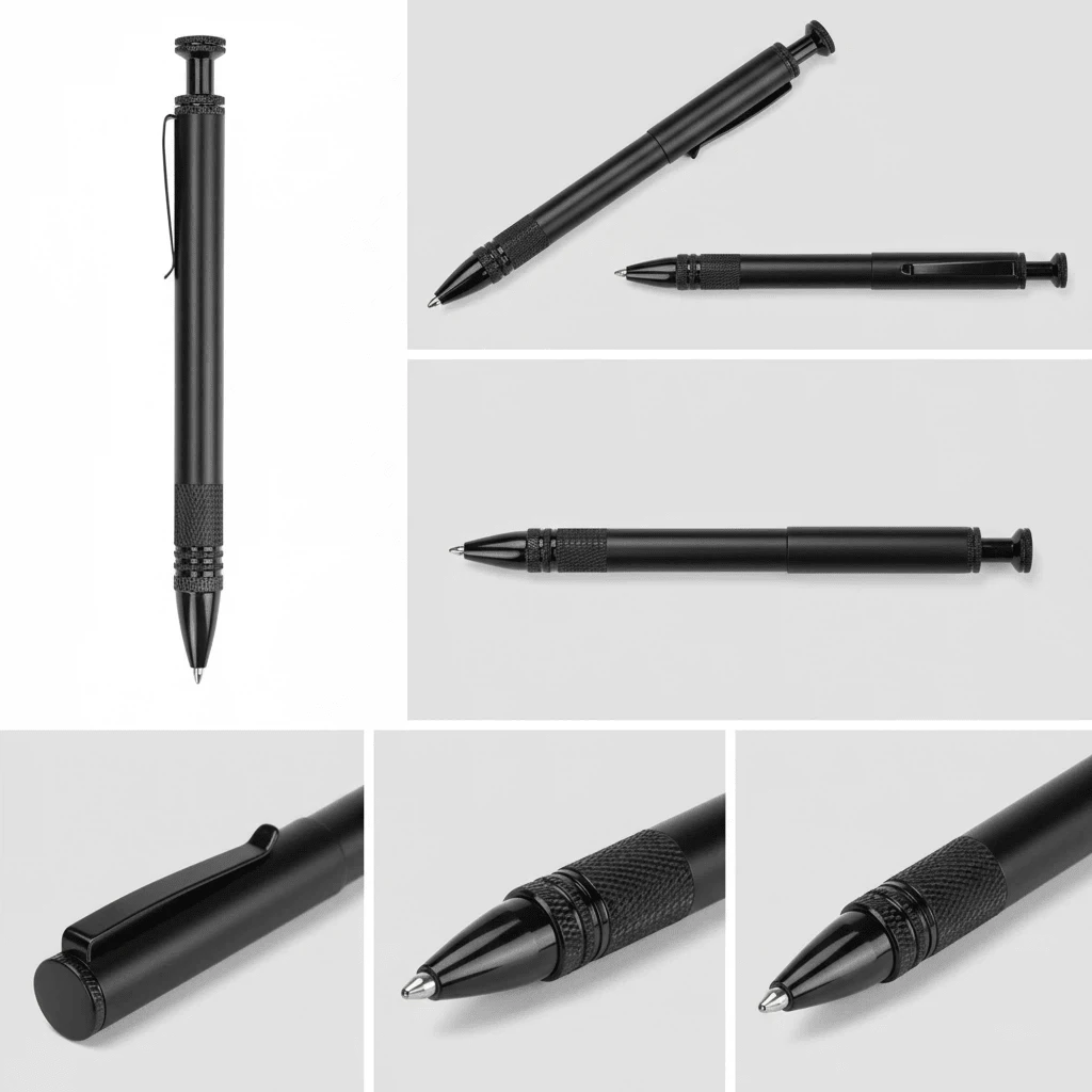 1.0mm Medium Black Metal Ballpoint Pen - Smooth Writing Black Ink Ballpoint Pen | High-End Durable Retractable Pen For School, Home And Office - Black - View 1