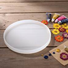 Round Tray Handmade Mirror Makeup Organizer Silicone Mold, Suitable For DIY Resin Crafting Hobbyists - White - View 2