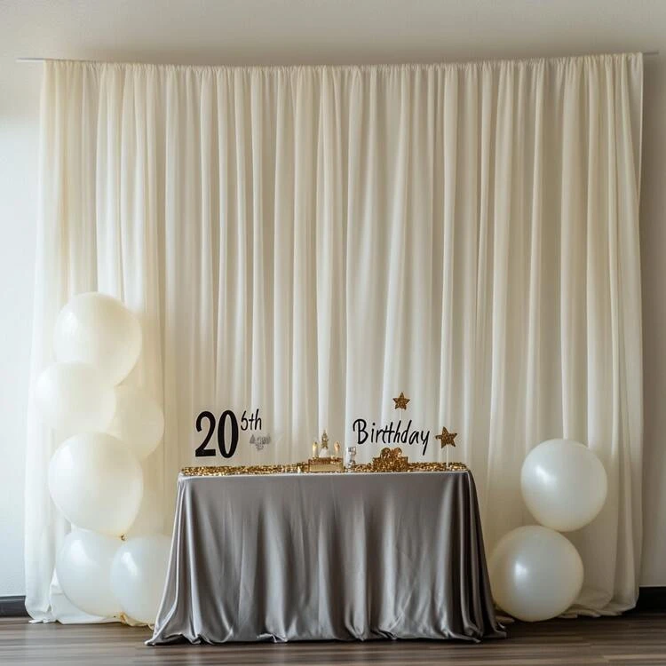 1pc Elegant Polyester Rectangle Stretchy Fabric Curtain/Tablecloth In Navy Blue, Pink, Red, Beige, Light Blue, Purple - Versatile Decoration Suitable For Weddings, Parties, Family Gatherings, Etc. - Multi-Purpose Decor For Any Occasion, Wedding Backdrops, Camping, Privacy Protection. Great For Group Events - Beige - View 10