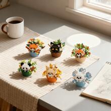 Bloques de construcción de postre con diseño de animales lindos en maceta, bloques de construcción creativos para niños, juguete de rompecabezas como regalo para niños y niñas, adecuado para Navidad, Año Nuevo, cumpleaños